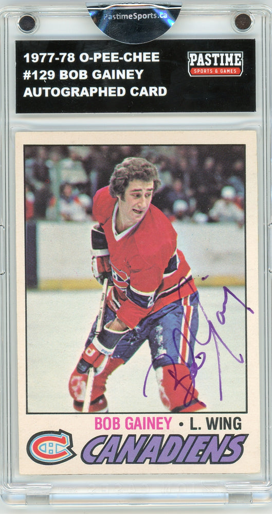 Bob Gainey #129 1977/78 O-Pee-Chee Hockey Autographed Card Encased in Magpro