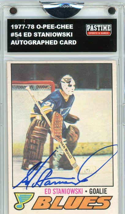 Ed Staniowski #54 1977/78 O-Pee-Chee Hockey Autographed Card Encased in Magpro