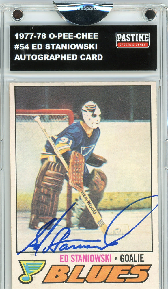Ed Staniowski #54 1977/78 O-Pee-Chee Hockey Autographed Card Encased in Magpro