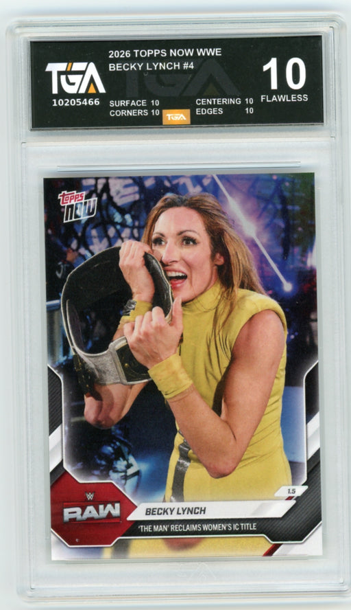 Becky Lynch #4 2026 Topps Now WWE Graded TGA 10 Flawless Black Label
