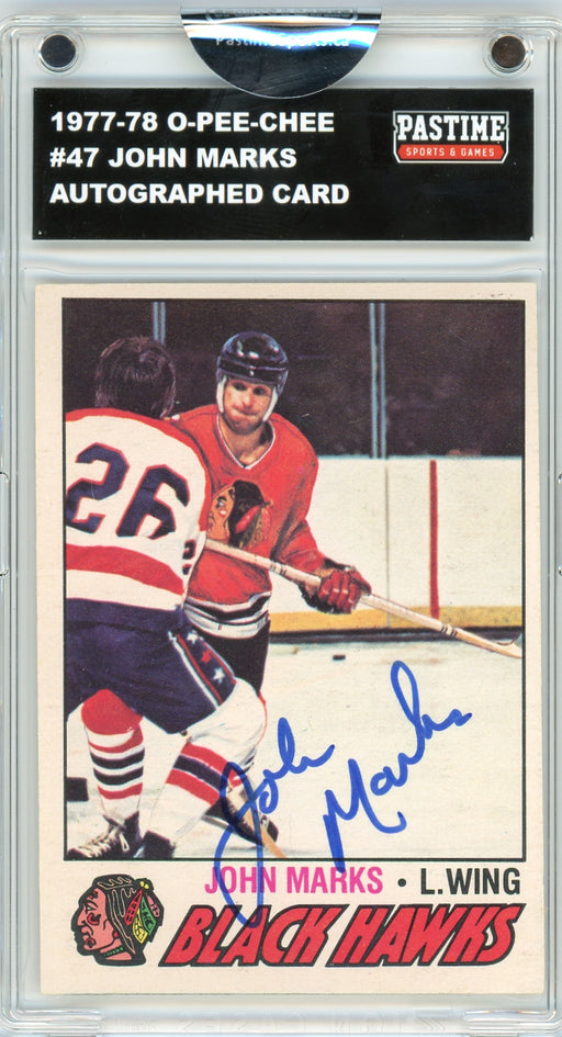 John Marks #47 1977/78 O-Pee-Chee Hockey Autographed Card Encased in Magpro