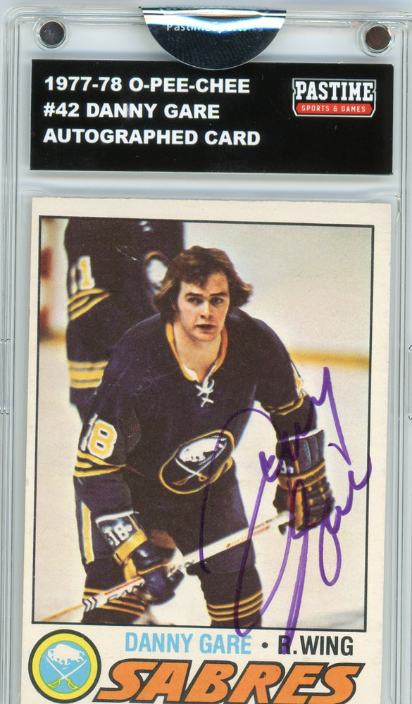 Danny Gare #42 1977/78 O-Pee-Chee Hockey Autographed Card Encased in Magpro