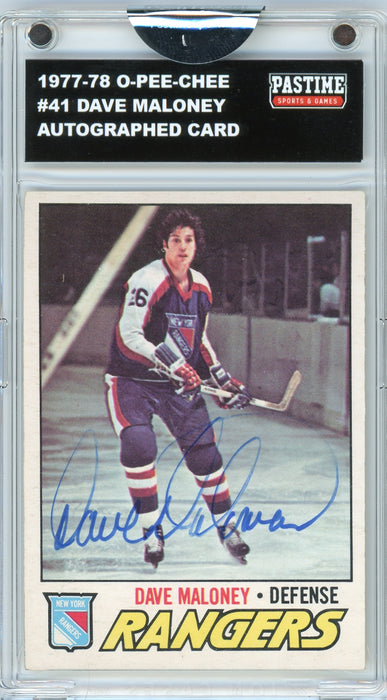 Dave Maloney #41 1977/78 O-Pee-Chee Hockey Autographed Card Encased in Magpro