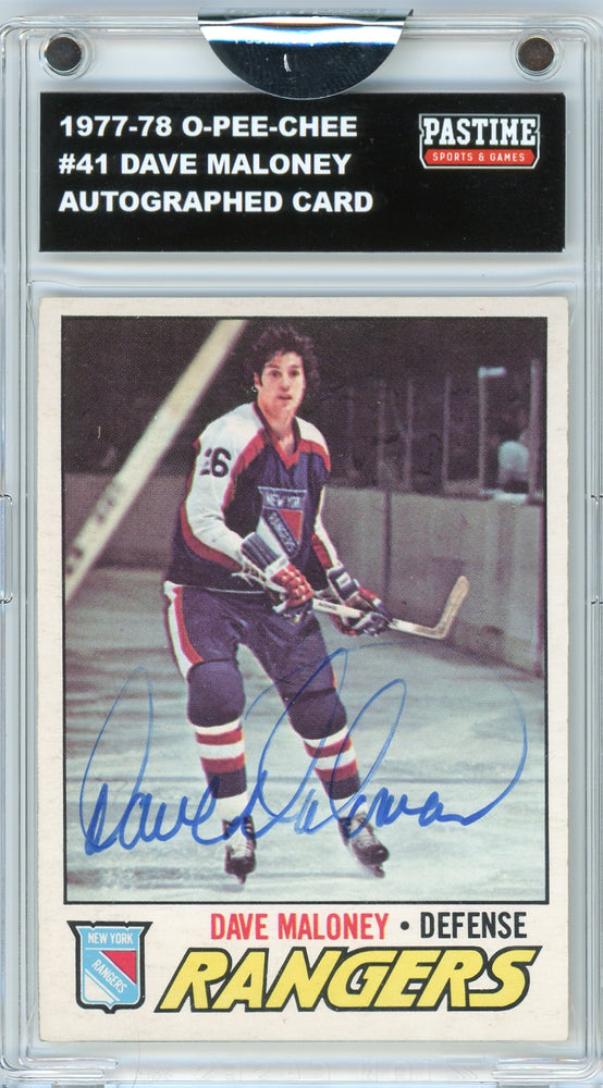 Dave Maloney #41 1977/78 O-Pee-Chee Hockey Autographed Card Encased in Magpro