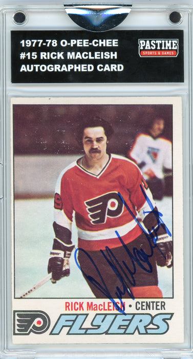 Rick MacLeish #15 1977/78 O-Pee-Chee Hockey Autographed Card Encased in Magpro