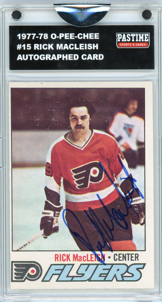 Rick MacLeish #15 1977/78 O-Pee-Chee Hockey Autographed Card Encased in Magpro
