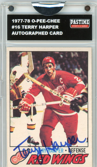 Terry Harper #16 1977/78 O-Pee-Chee Hockey Autographed Card Encased in Magpro