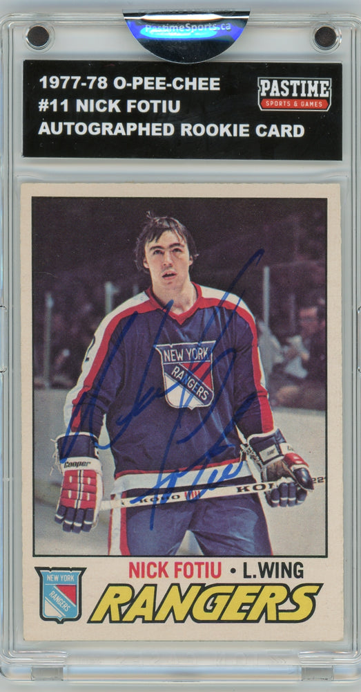 Nick Fotiu #11 1977/78 O-Pee-Chee Hockey Autographed Card Encased in Magpro