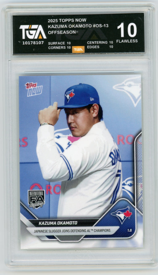 Kazuma Okamoto #OS-13 2025 Topps Now MLB Graded Card TGA 10 Flawless Black Label