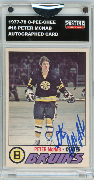Peter McNab #18 1977/78 O-Pee-Chee Hockey Autographed Card Encased in Magpro