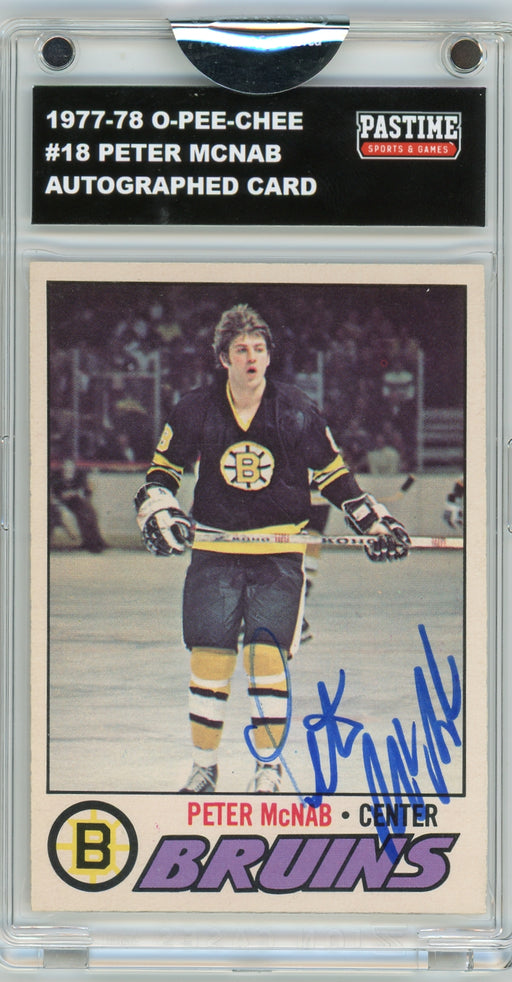 Peter McNab #18 1977/78 O-Pee-Chee Hockey Autographed Card Encased in Magpro