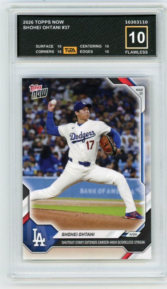 Shohei Ohtani #37 2026 Topps Now MLB Graded TGA 10 Flawless Black Label
