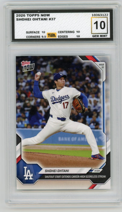 Shohei Ohtani #37 2026 Topps Now MLB Graded TGA 10 Gem Mint