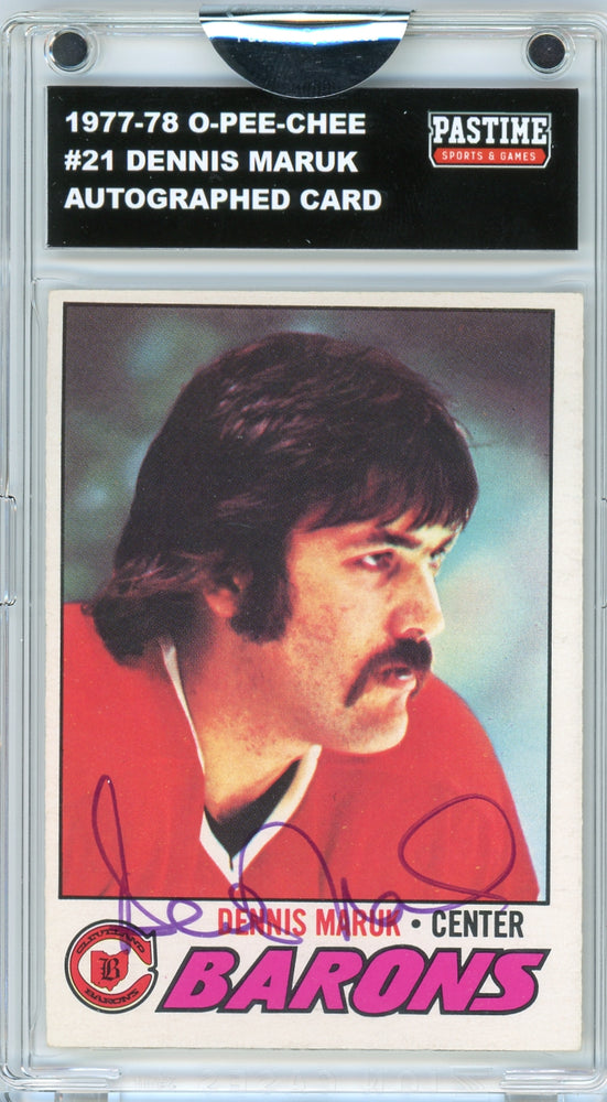 Dennis Maruk #21 1977/78 O-Pee-Chee Hockey Autographed Card Encased in Magpro