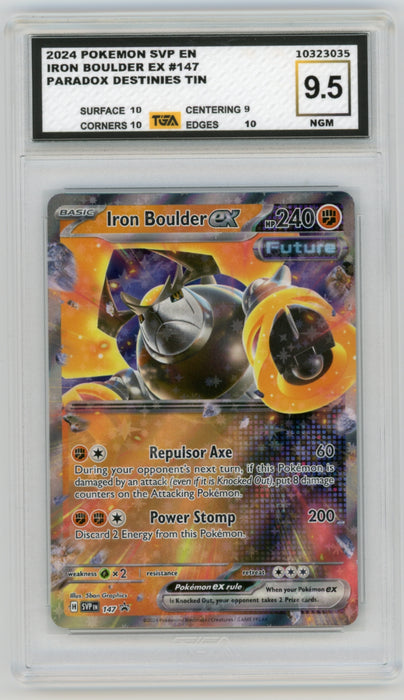 Iron Boulder EX #147 Paradox Destinies Tin Promo Graded TGA 9.5 Near Gem Mint