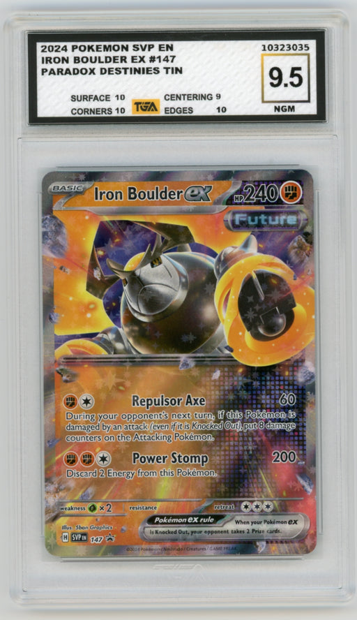 Iron Boulder EX #147 Paradox Destinies Tin Promo Graded TGA 9.5 Near Gem Mint