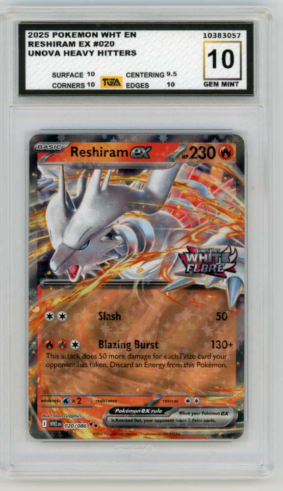 Reshiram EX #020 Unova Heavy Hitters Promo Graded TGA 10 Gem Mint