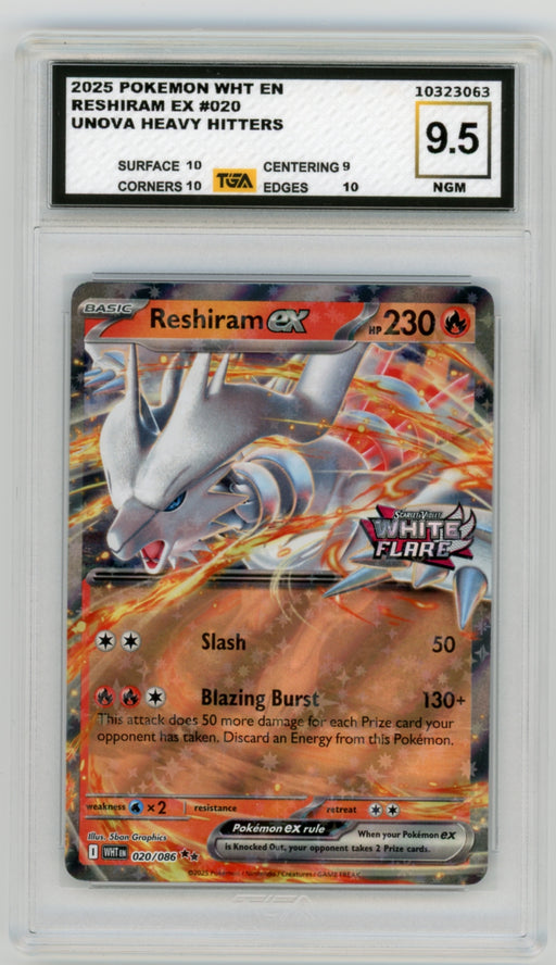 Reshiram EX #020 Unova Heavy Hitters Promo Graded TGA 9.5 Near Gem Mint