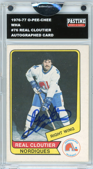 Real Cloutier #76 1976/77 O-Pee-Chee WHA Hockey Autographed Card Encased in Magpro