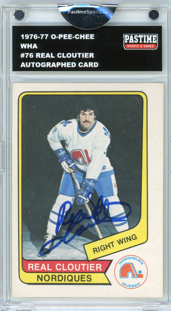 Real Cloutier #76 1976/77 O-Pee-Chee WHA Hockey Autographed Card Encased in Magpro