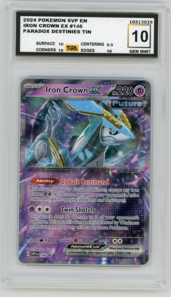 Iron Crown EX #146 Paradox Destinies Tin Promo Graded TGA 10 Gem Mint