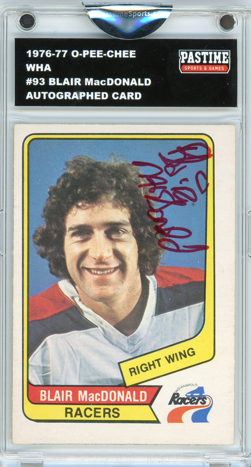 Blair MacDonald #93 1976/77 O-Pee-Chee WHA Hockey Autographed Card Encased in Magpro