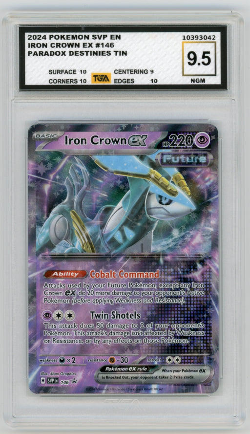 Iron Crown EX #146 Paradox Destinies Tin Promo Graded TGA 9.5 Near Gem Mint