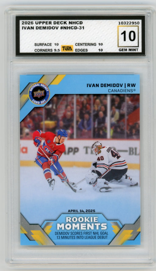 Ivan Demidov 2026 #NCHD-31 National Hockey Card Day Rookie Graded TGA 10 Gem Mint