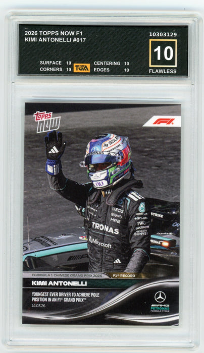 Kimi Antonelli #17 2026 Topps Now F1 Graded TGA 10 Flawless Black Label