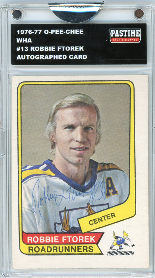 Robbie Ftorek #13 1976/77 O-Pee-Chee WHA Hockey Autographed Card Encased in Magpro