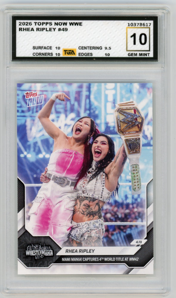 Rhea Ripley #49 2026 Topps Now WWE Graded TGA 10 Gem Mint