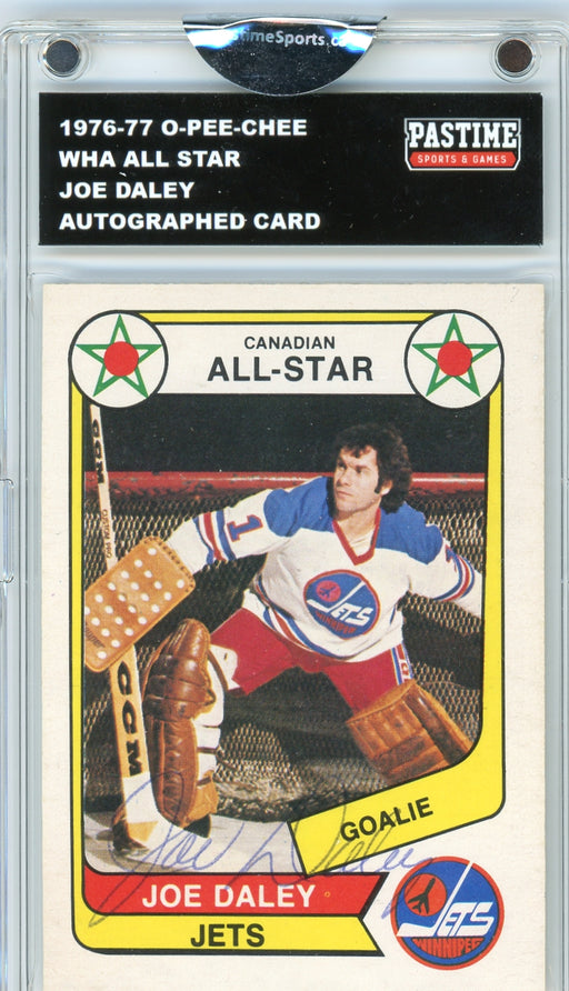 Joe Daley 1976/77 O-Pee-Chee WHA All Star Hockey Autographed Card Encased in Magpro