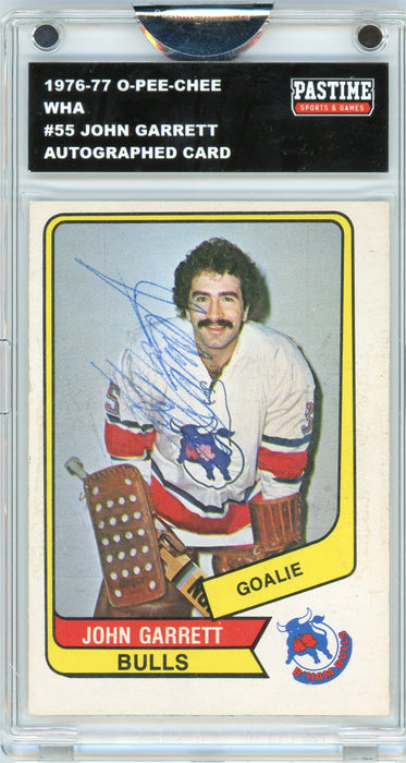 John Garrett #55 1976/77 O-Pee-Chee WHA Hockey Autographed Card Encased in Magpro