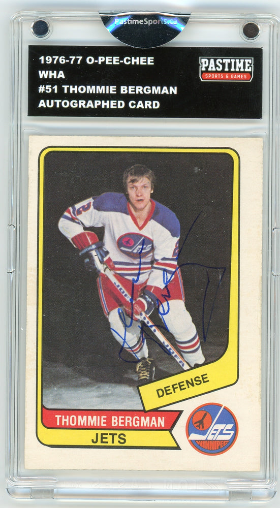 Thommie Bergman #51 1976/77 O-Pee-Chee WHA Hockey Autographed Card in Magpro