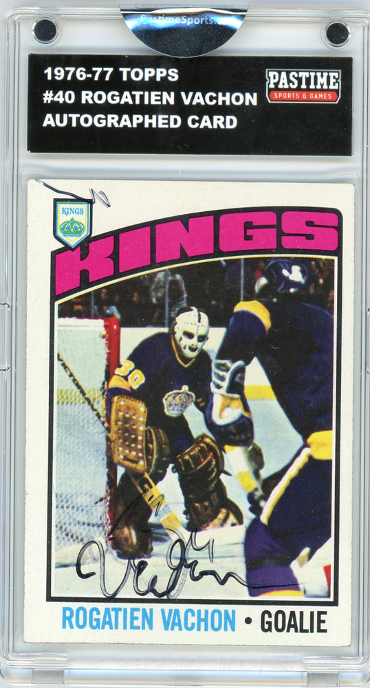 Rogatien Vachon #40 1976/77 Topps Hockey Autographed Card Encased in Magpro