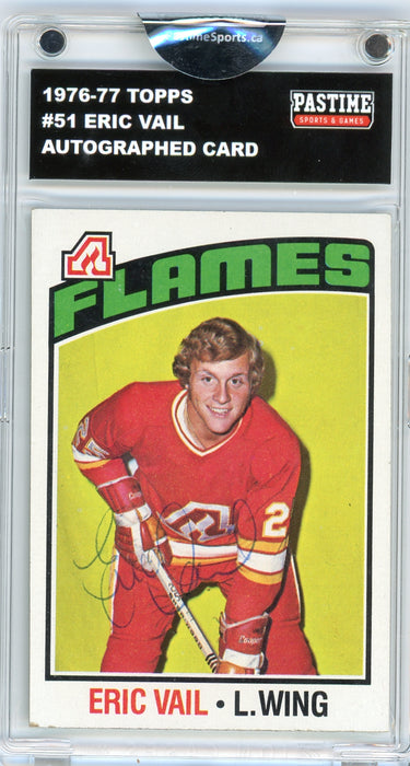 Eric Vail #51 1976/77 Topps Hockey Autographed Card Encased in Magpro