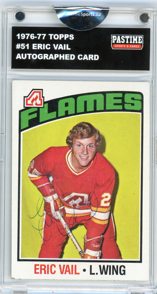 Eric Vail #51 1976/77 Topps Hockey Autographed Card Encased in Magpro
