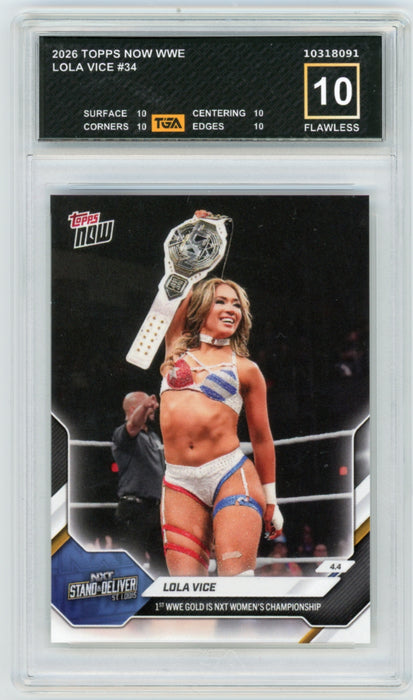 Lola Vice #34 2026 Topps Now WWE Graded TGA 10 Flawless Black Label