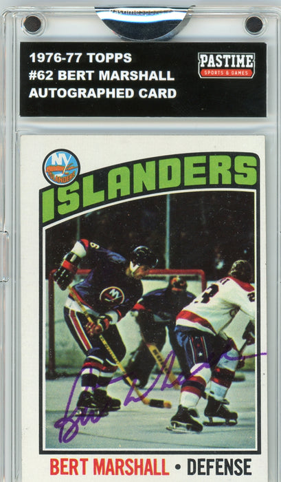 Bert Marshall #62 1976/77 Topps Hockey Autographed Card Encased in Magpro