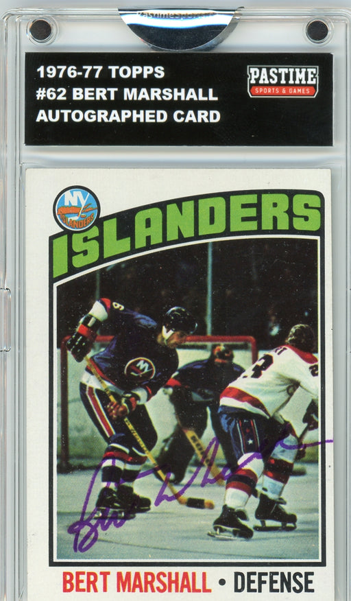 Bert Marshall #62 1976/77 Topps Hockey Autographed Card Encased in Magpro