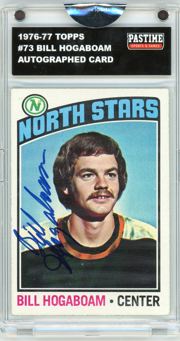 Bill Hogaboam #73 1976/77 Topps Hockey Autographed Card Encased in Magpro