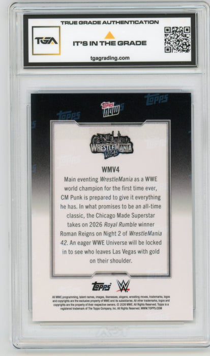 CM Punk/Roman Reigns #WMV4 2026 Topps Now WWE Graded TGA 10 Gem Mint