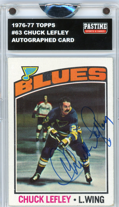 Chuck Lefley #63 1976/77 Topps Hockey Autographed Card Encased in Magpro