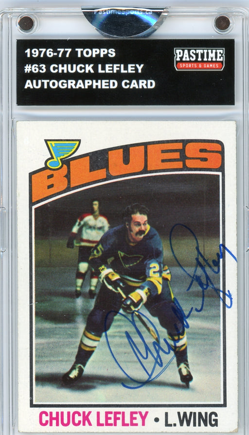 Chuck Lefley #63 1976/77 Topps Hockey Autographed Card Encased in Magpro