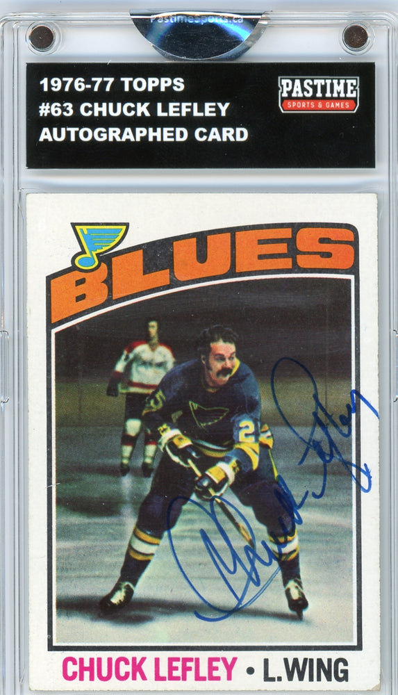 Chuck Lefley #63 1976/77 Topps Hockey Autographed Card Encased in Magpro