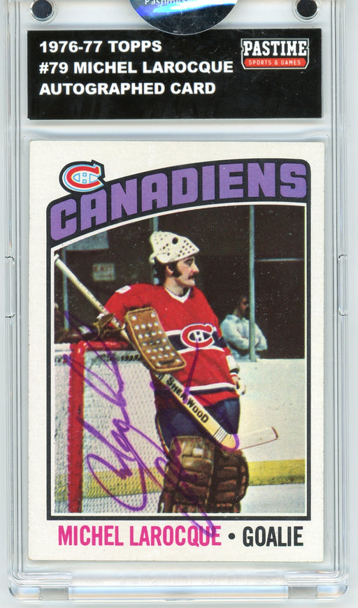 Michel Larocque #79 1976/77 Topps Hockey Autographed Card Encased in Magpro