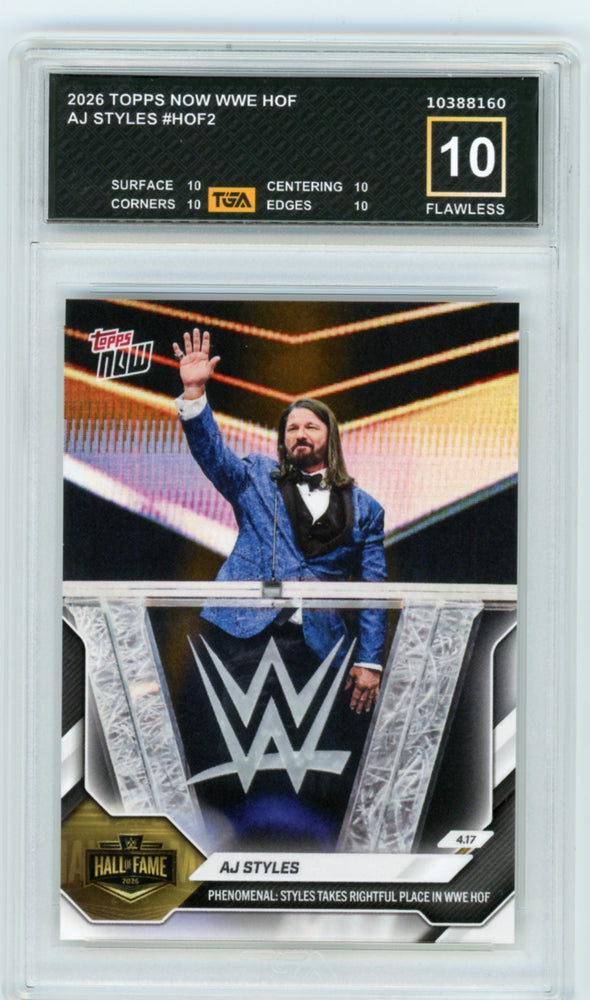 AJ Styles #HOF2 2026 Topps Now WWE Graded TGA 10 Flawless Black Label