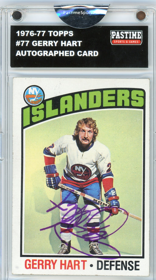 Gerry Hart #77 1976/77 Topps Hockey Autographed Card Encased in Magpro