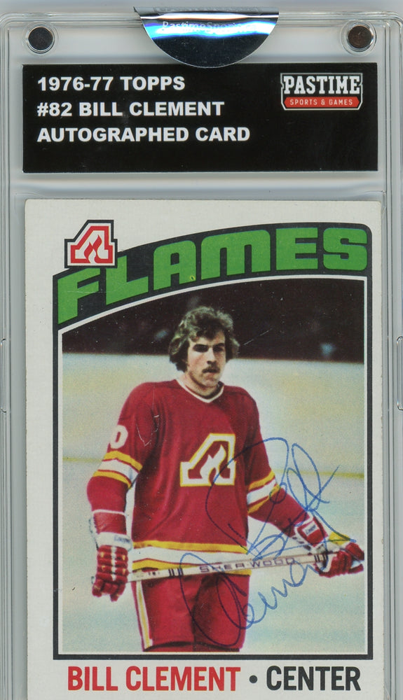 Bill Clement #82 1976/77 Topps Hockey Autographed Card Encased in Magpro