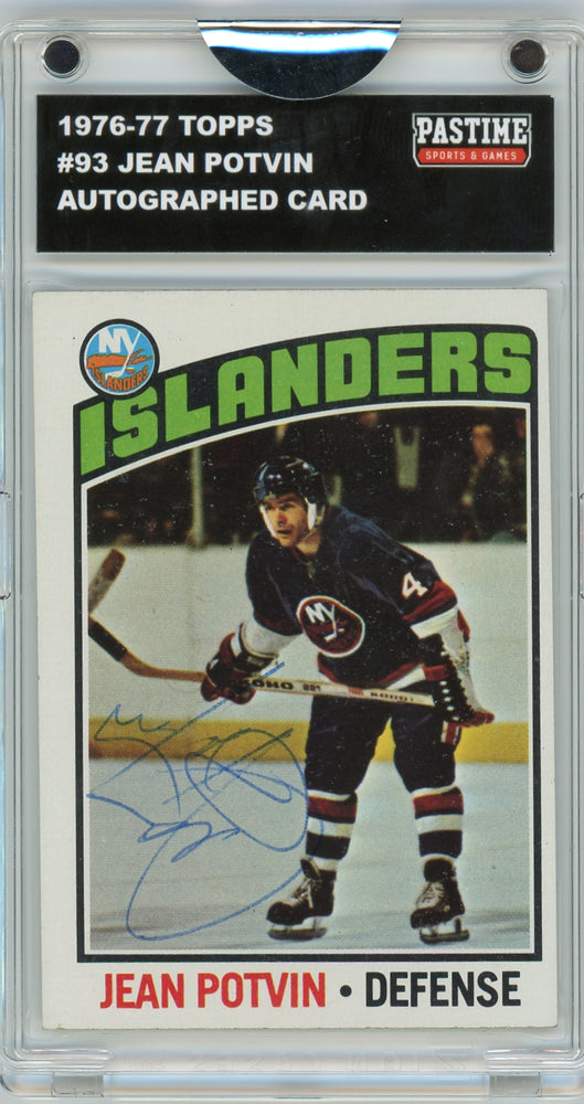Jean Potvin #93 1976/77 Topps Hockey Autographed Card Encased in Magpro